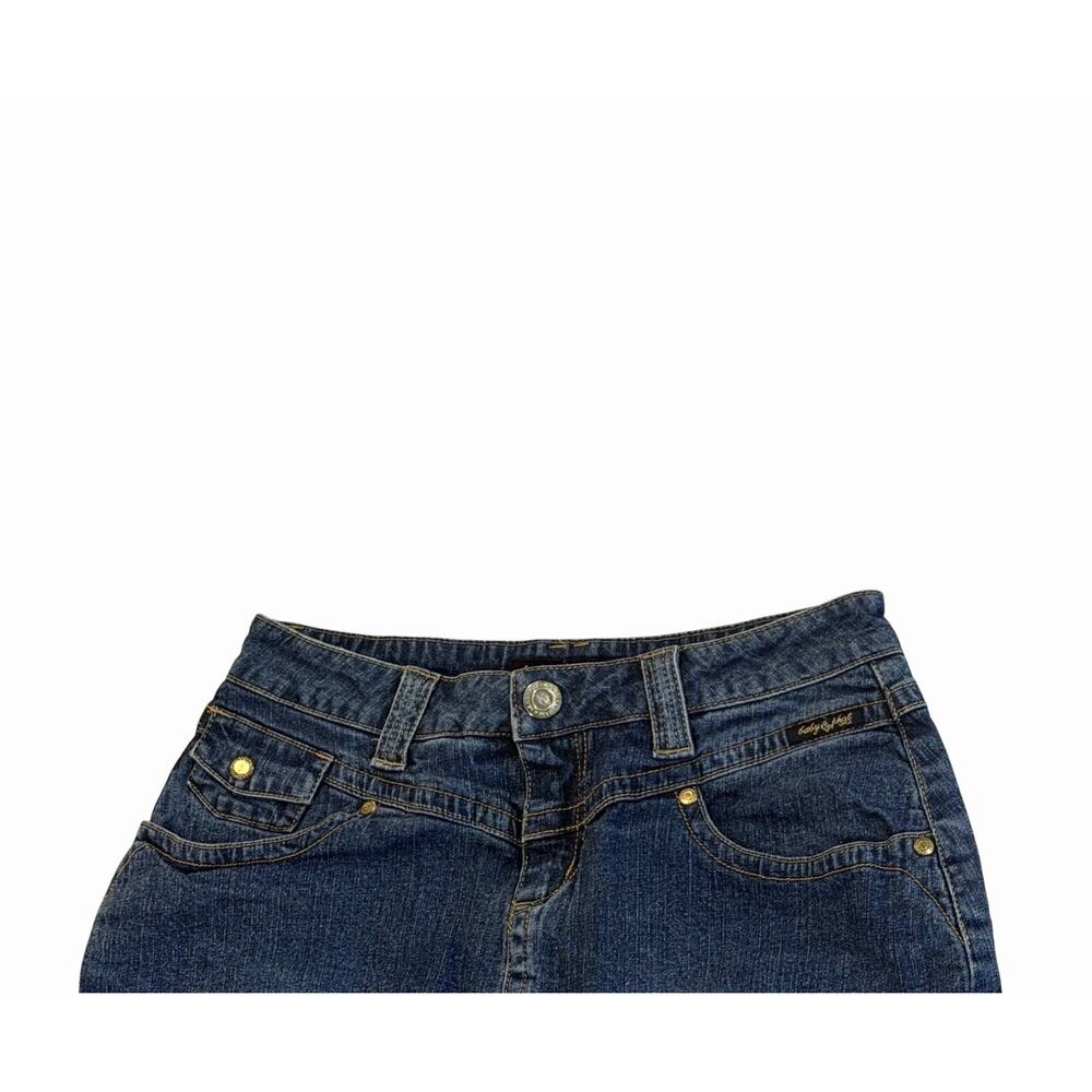 Baby Phat Girls Denim Blue Jean Skirt SZ 16 Gold Logo Y2K Vintage - Picture 3 of 9